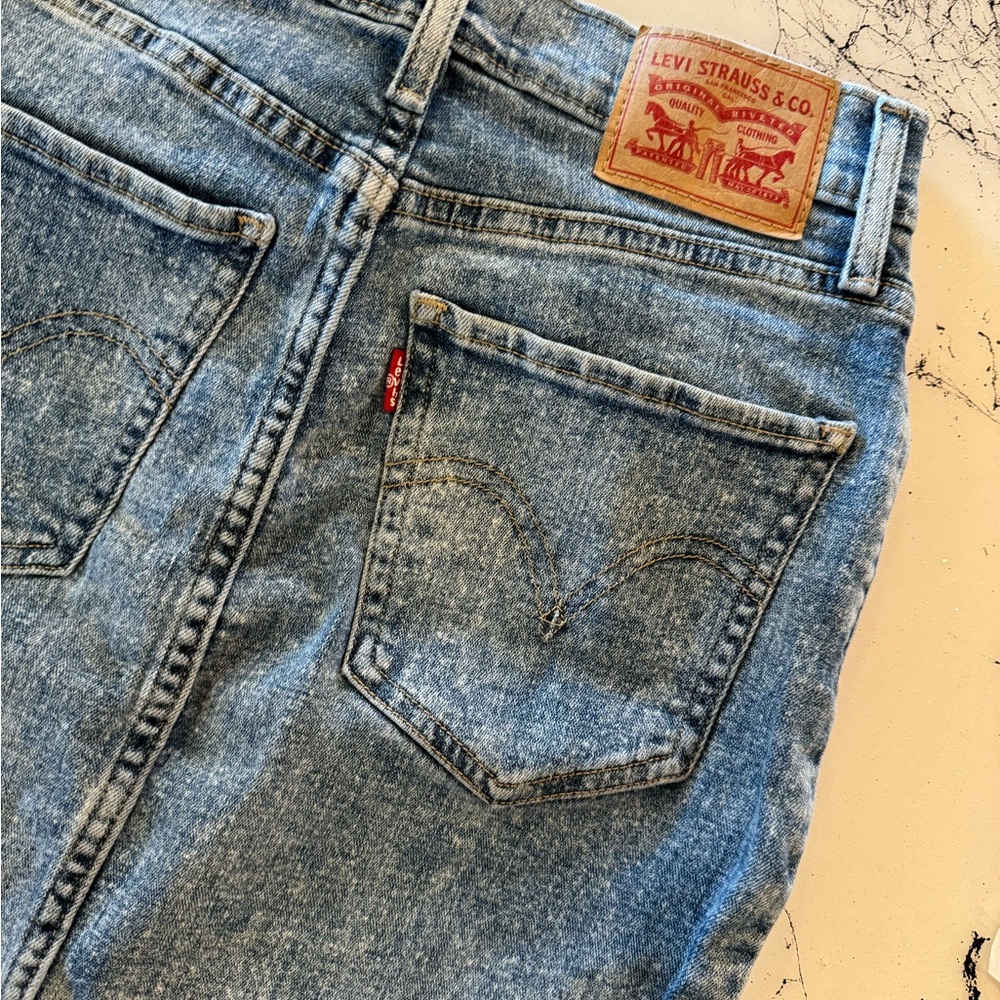 Levi Strauss spandex stretch denim deconstructed Mile high skirt size 25 waist